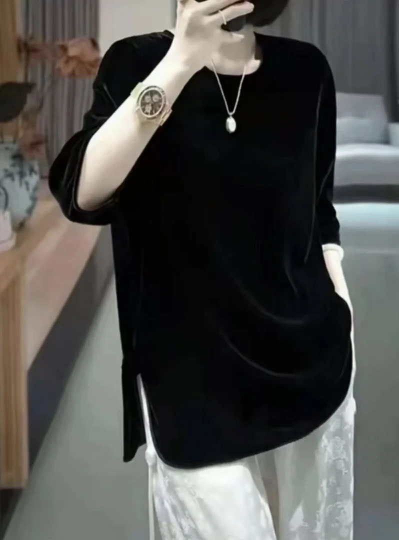 洋气大版百搭好看丝绒欧版中长款