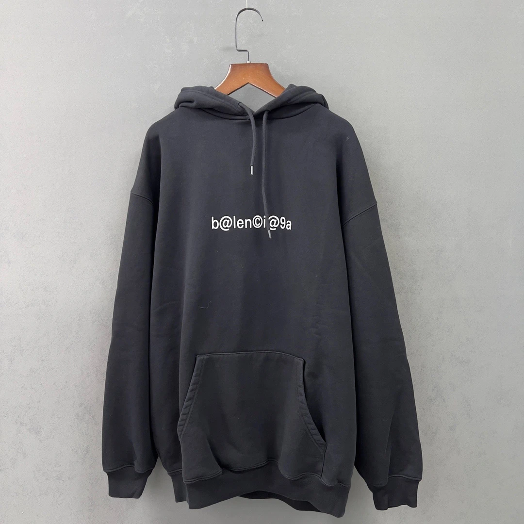 99新 Balenciaga/巴黎世家 字母印花连帽长袖卫衣M码 cl00709