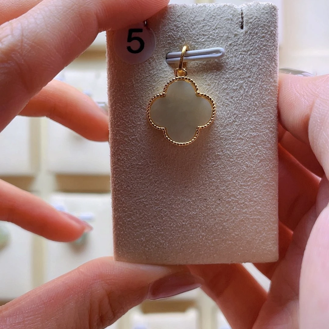 和田玉吊坠(赠链)银S925镀金镶嵌