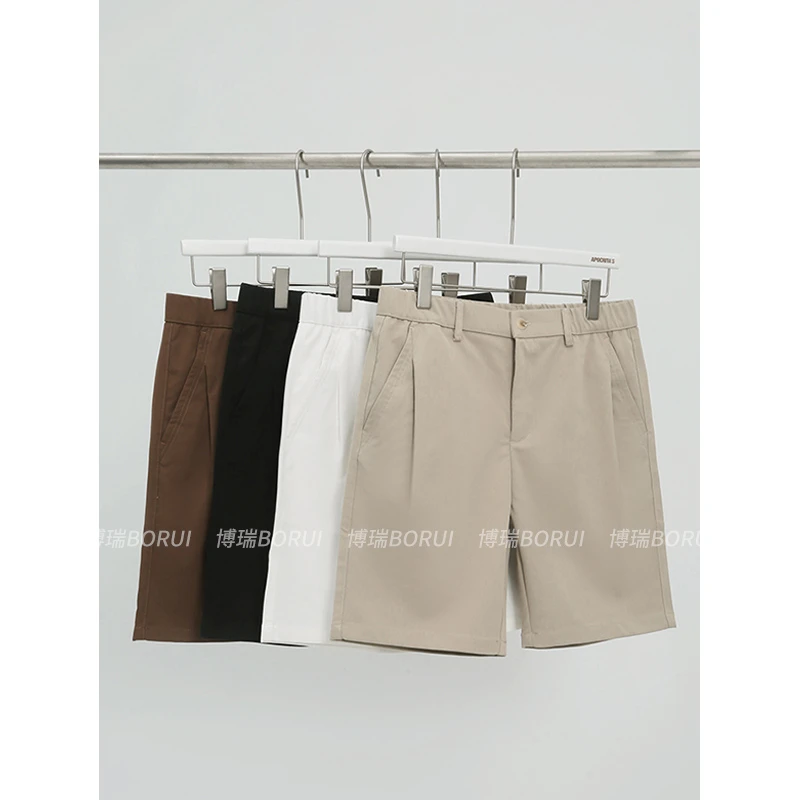 博瑞BORUI/新贵老钱直腿休闲裤中腰微宽松显高百搭直筒短裤