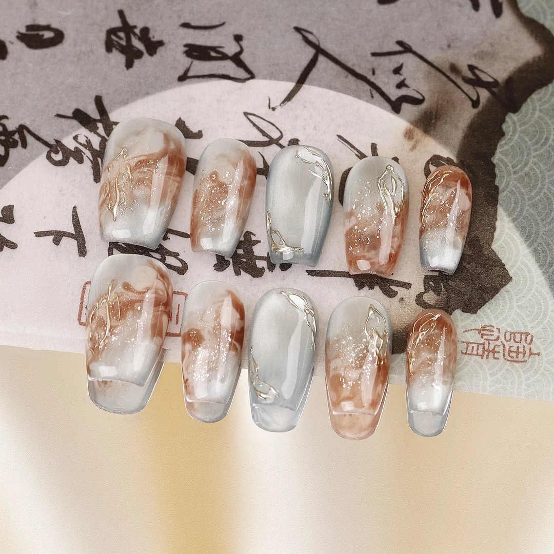 郭小双穿戴甲【蓝屿1】手绘水彩版10片盒装S21566