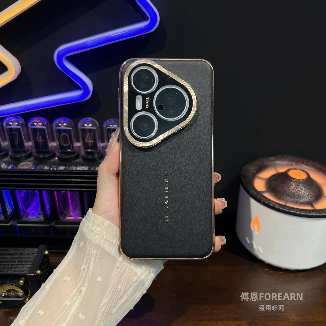 适用于华为pura80pro手机壳真皮pura70pro镜头支架pura80ultra