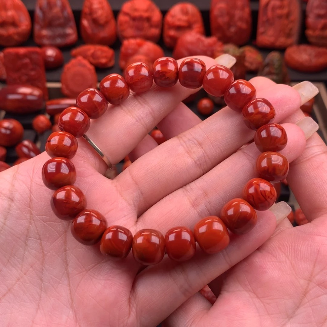 南红玛瑙南红川料原矿老型手串11.5mm未镶嵌