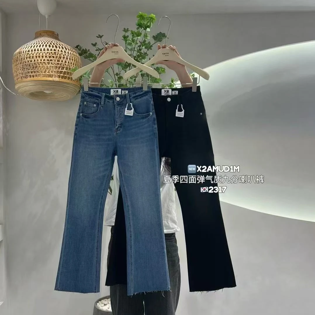 九分直筒牛仔微辣裤女修饰腿型