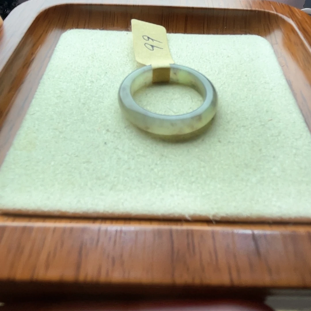 和田玉戒指未镶嵌烟紫飘花19-20号