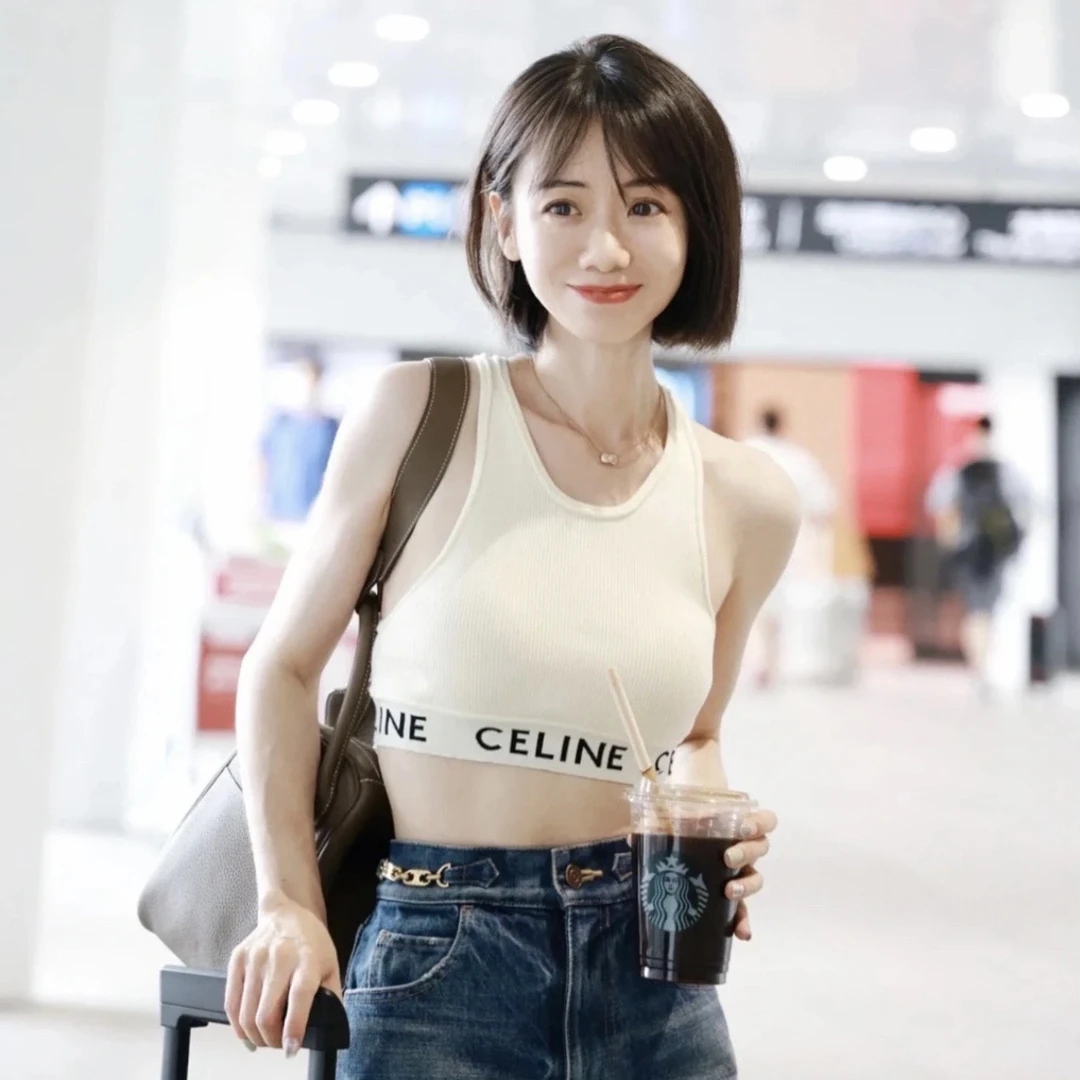 99新 Celine/思琳 au179/标语字母针织运动背心 L码 棉