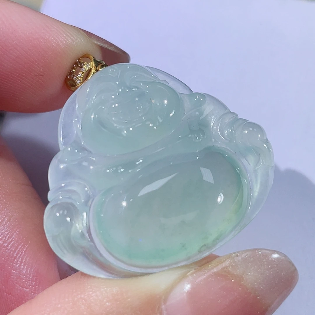 翡翠18K金镶嵌颈饰佛公