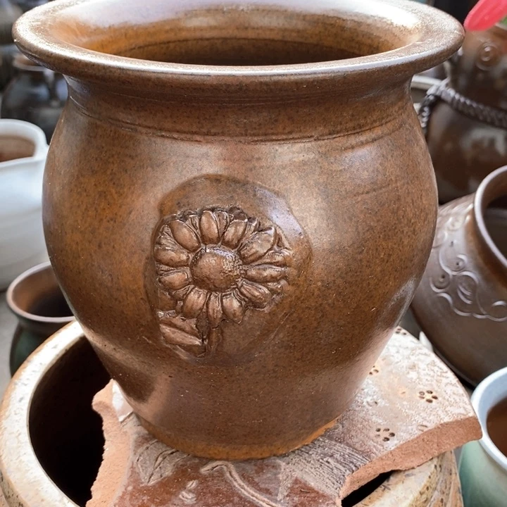 紫砂花盆高19口18瑕疵手工