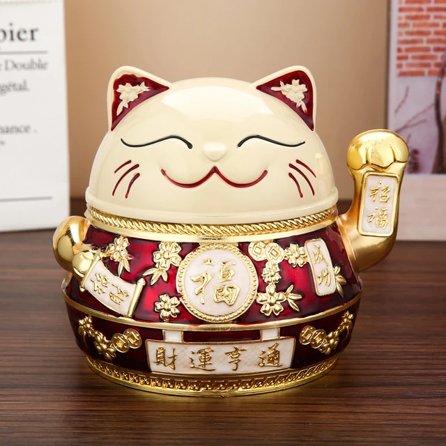 招财猫烟灰缸家用客厅网红创意轻奢办公室防飞灰带盖烟壶缸摆件大