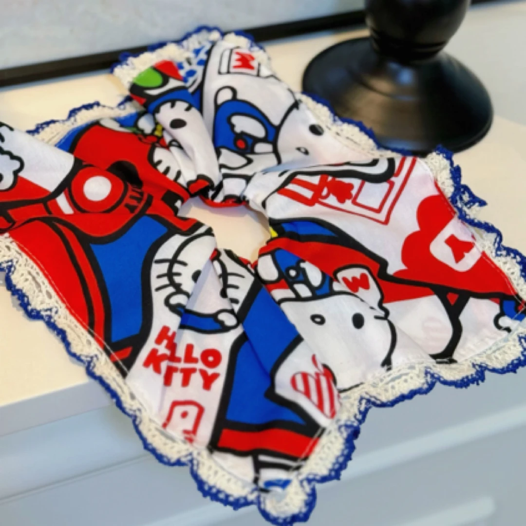 21334韩版定制红白蓝KT方巾发圈