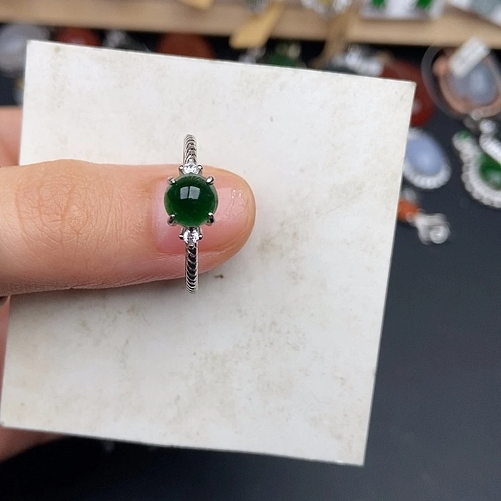 翡翠银S925镶嵌戒指