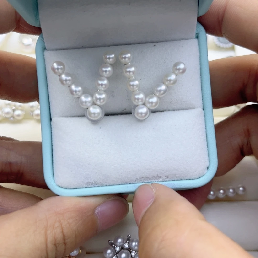 银S925镶嵌淡水珍珠耳饰