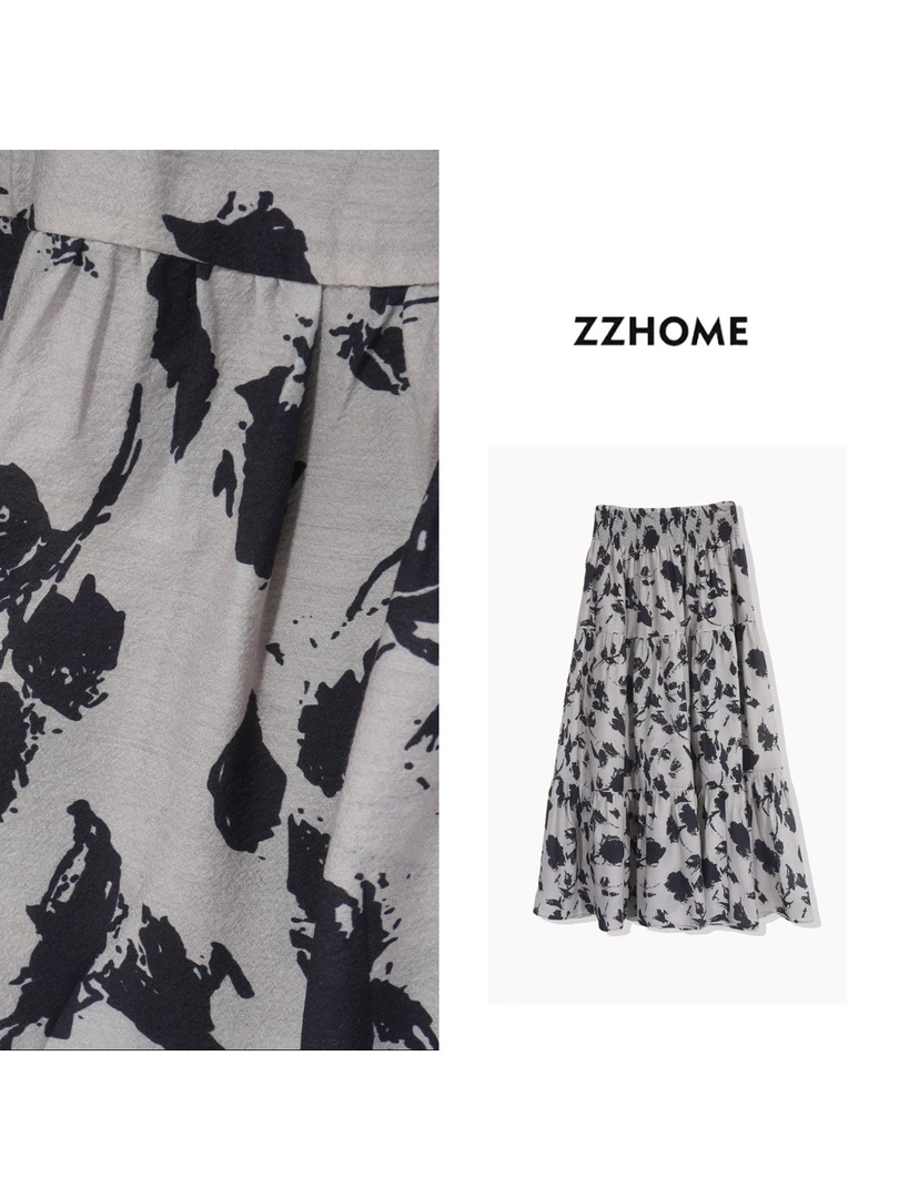 ZOZO HOME ｜动态优雅缎面花园散影斑驳脚踝半裙q170957p