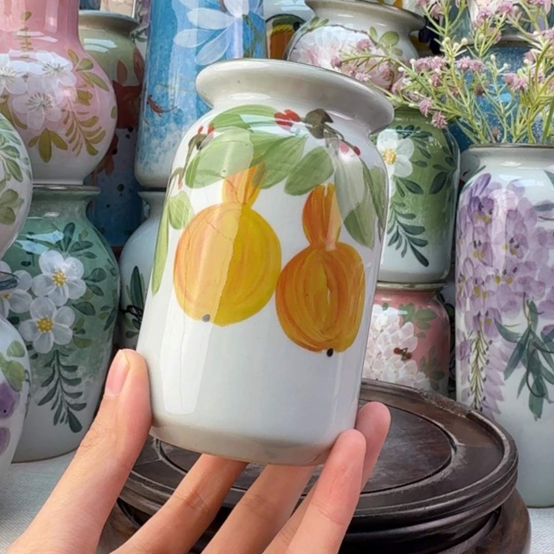 景德镇陶瓷手绘花瓶无孔