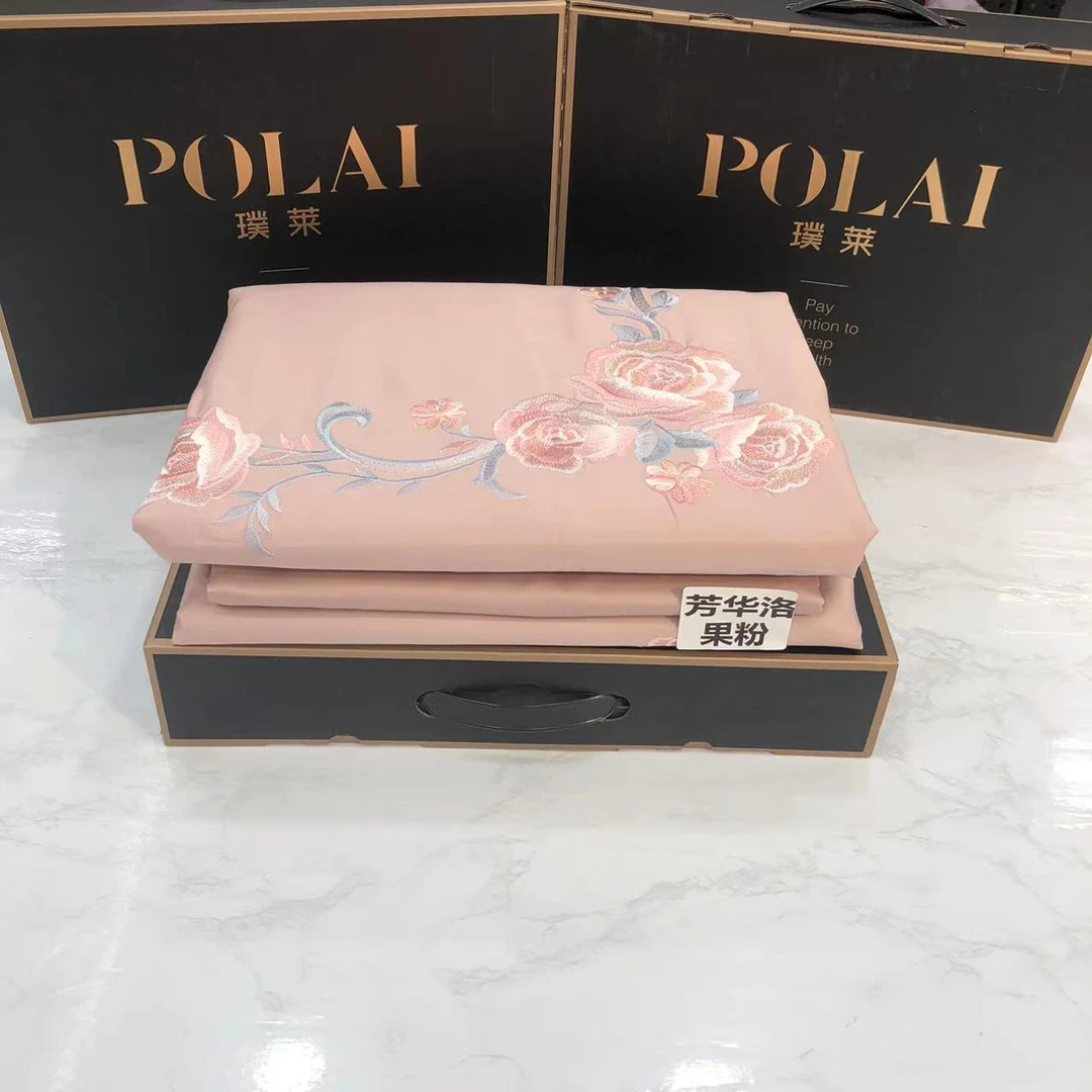 刺绣款轻奢长绒棉高端全棉纯棉床上用品四件套绣花被套床单枕套