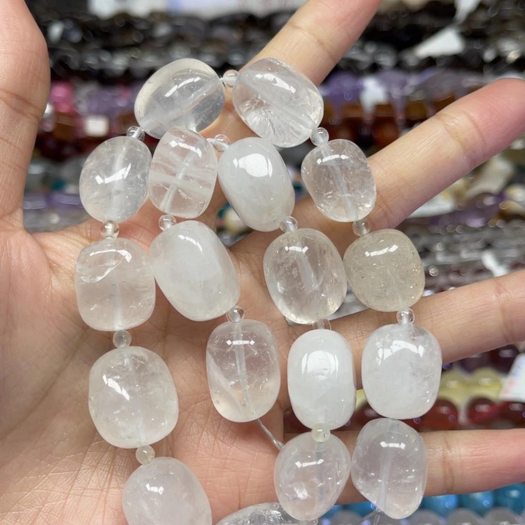 玛瑙/玉髓散珠天然白水晶卡15长条38厘米