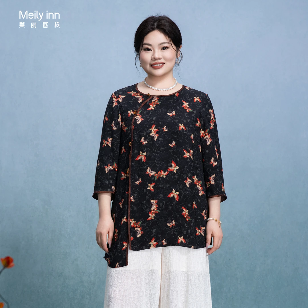 美丽客栈原创高端大码女装胖mm200斤加肥加大剪花国风凉感衬衫春
