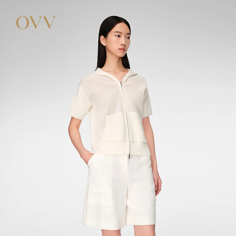 【艾钱钱专属】OVV春夏新女装半镂空肌理短袖针织外套GWZAJ14001A