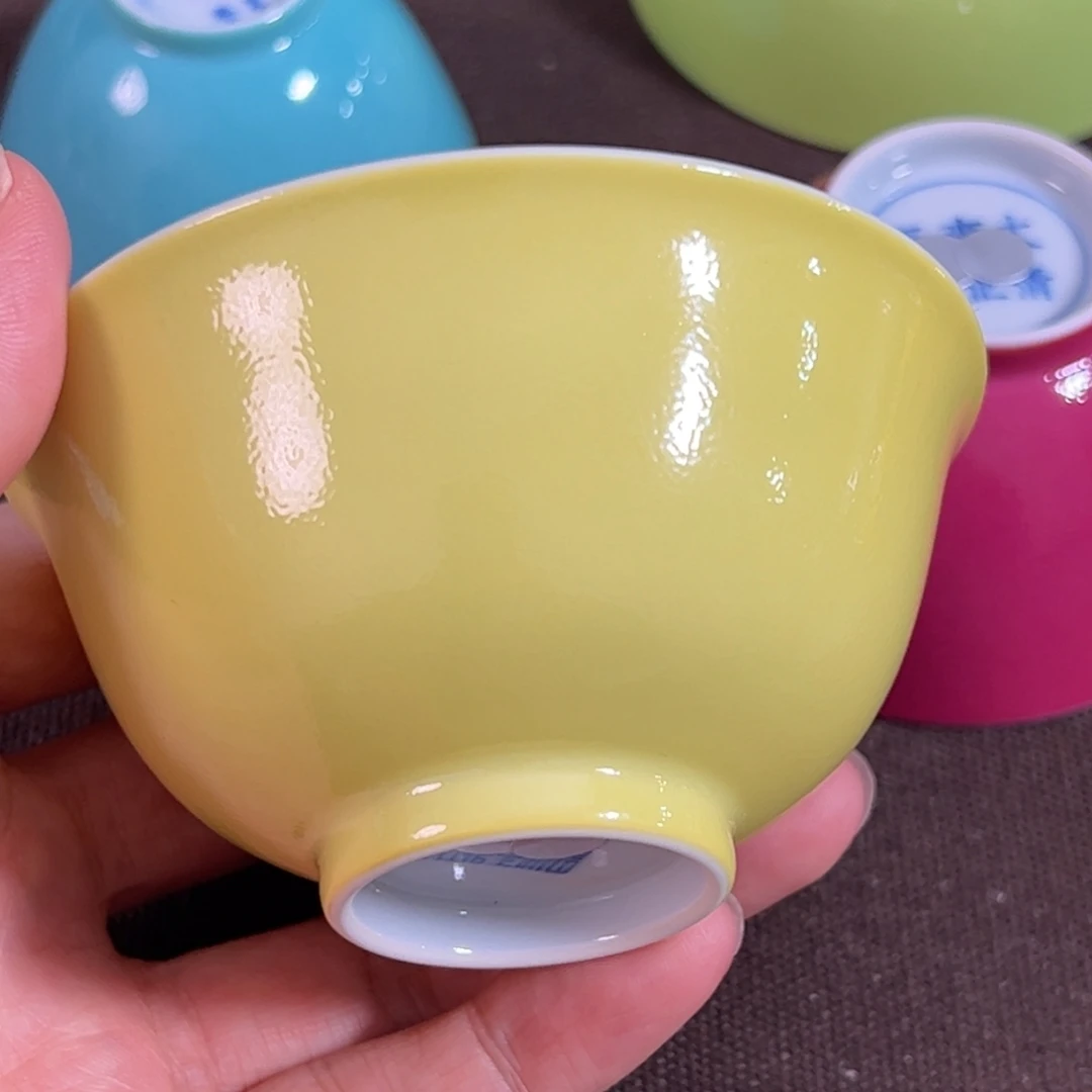 仿古柠檬黄釉大杯