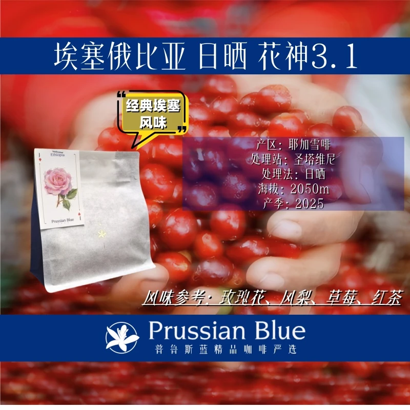 Prussian Blue埃塞俄比亚.圣塔维尼.日晒.花神3.1.浅烘精品咖啡豆