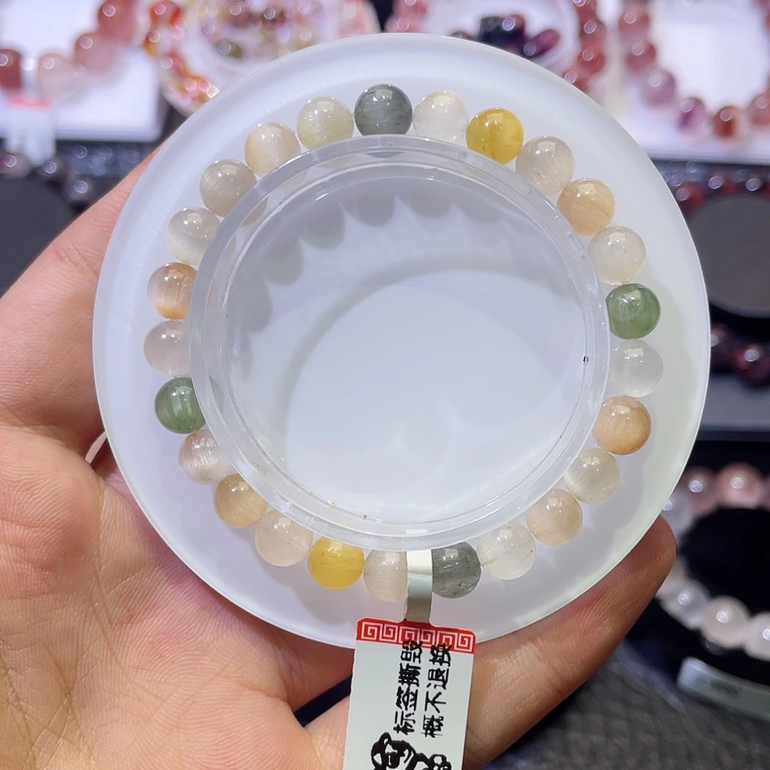 未镶嵌手链水晶彩兔毛7.2