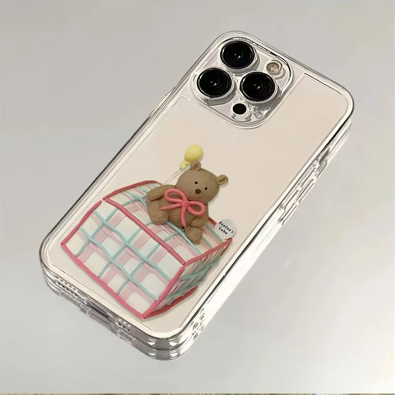 气球蝴蝶结小熊适用苹果iPhone16promax/15plus/14/13/12p手机壳