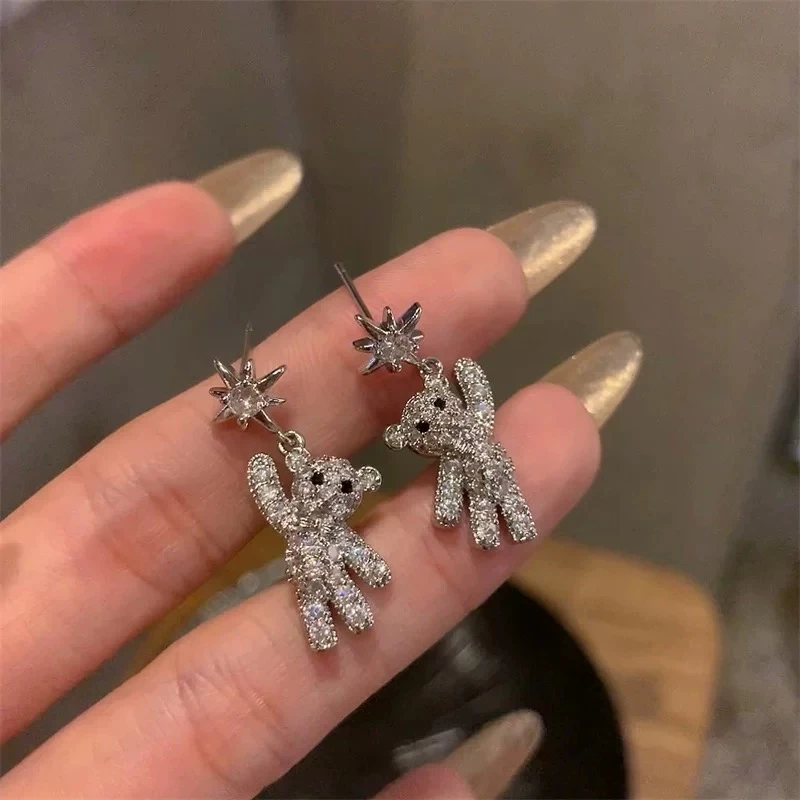 铜合金合成锆石耳饰 气质轻奢时尚可爱小众精致小巧耳环QC2997