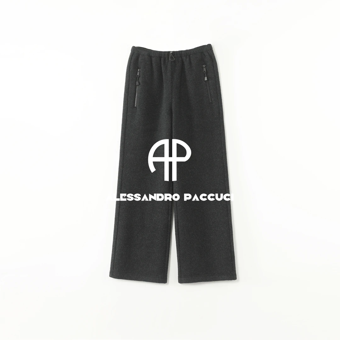 AP洛哥54281KC 双面绵羊毛抽绳松紧腰两色简约休闲百搭时尚长裤