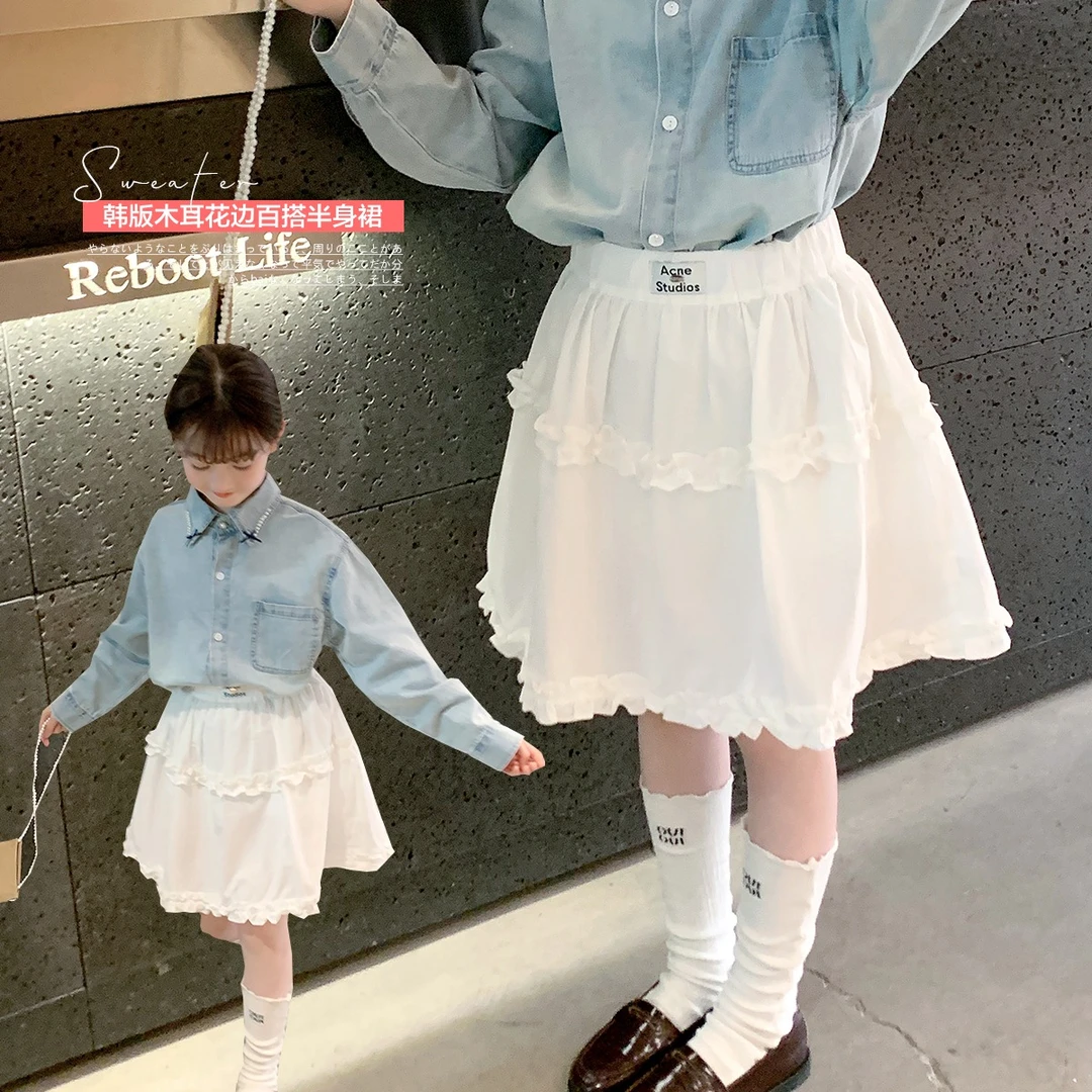 女童半身裙春款新蕾丝裙子时尚韩版中大童百搭蓬蓬短裙四季Q25001