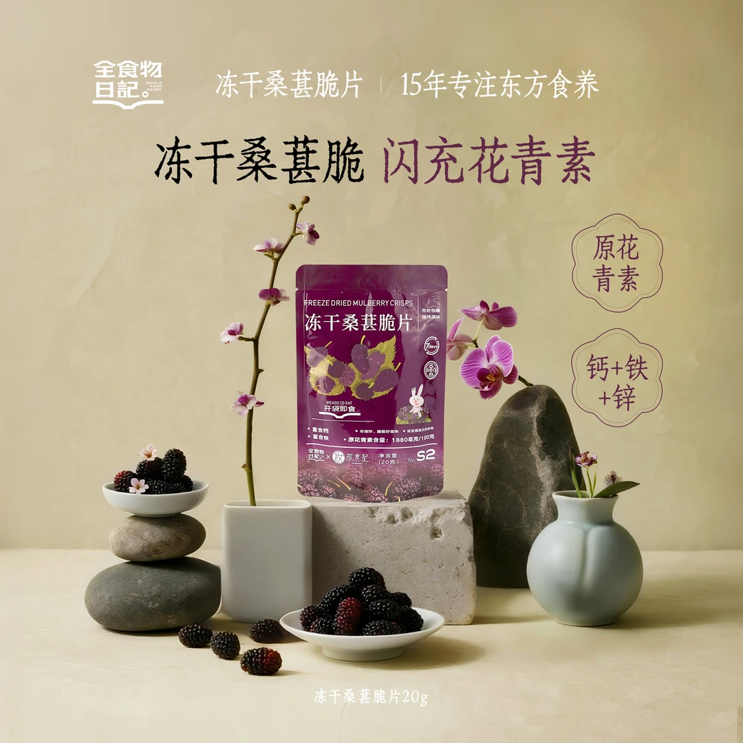 【官旗】全食物日记冻干桑葚脆片20g富含花青素即食美味休闲零食