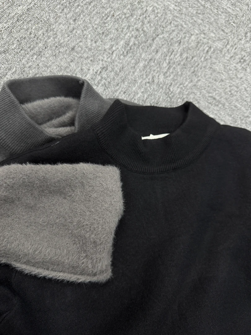 新款莫代尔羊毛秋冬季半高领毛衣男针织衫长袖加绒加厚打底衫上衣