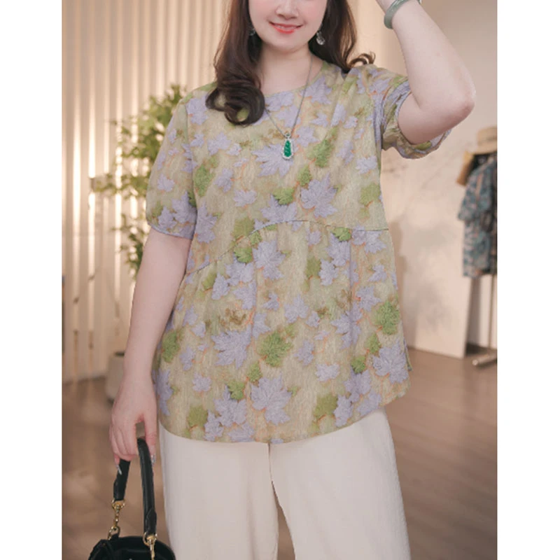 大码休闲气质女装优雅百搭洋气简约显瘦上衣