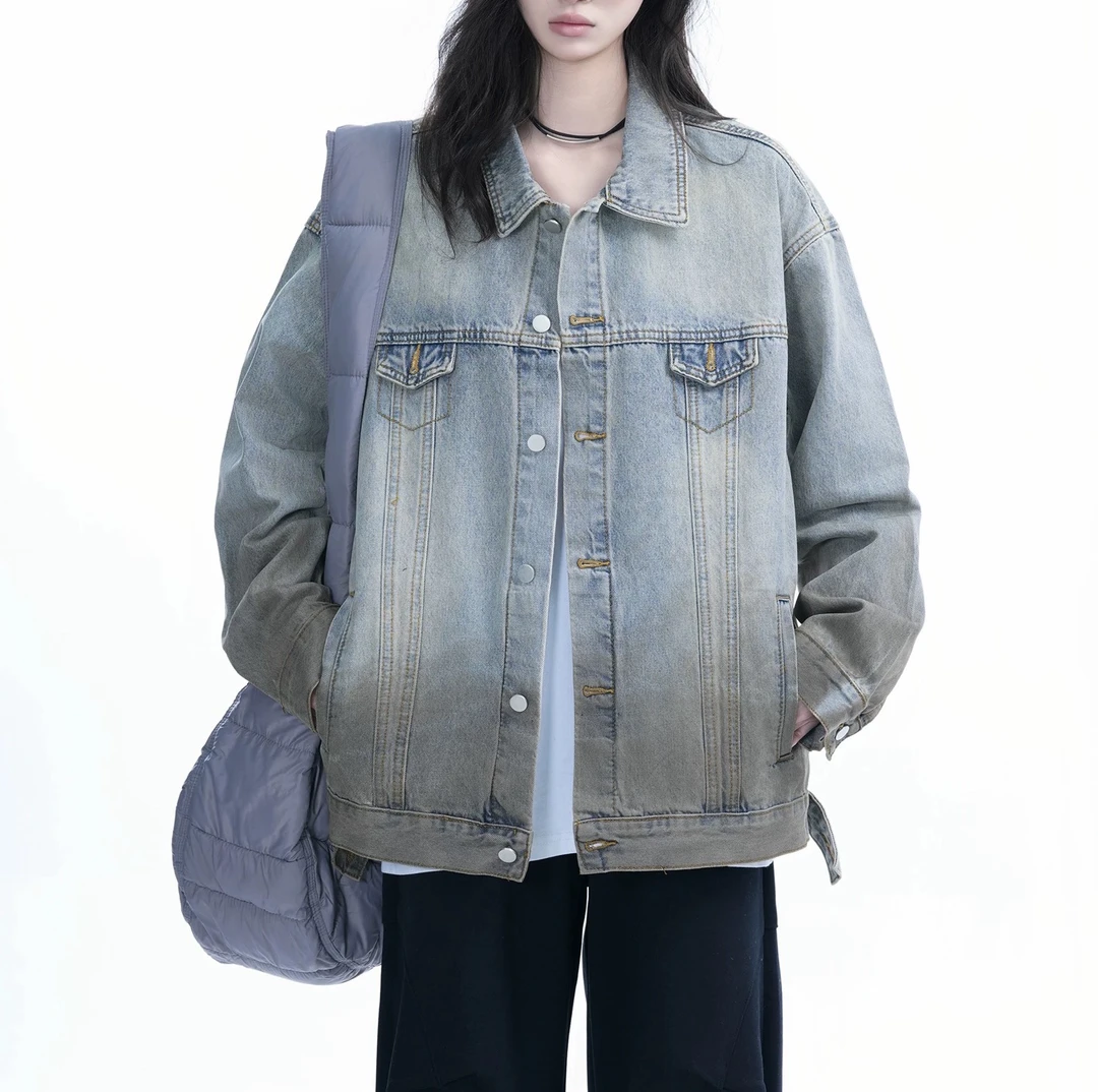 百搭潮流推荐151~200新款美式复古宽松渐变牛仔外套