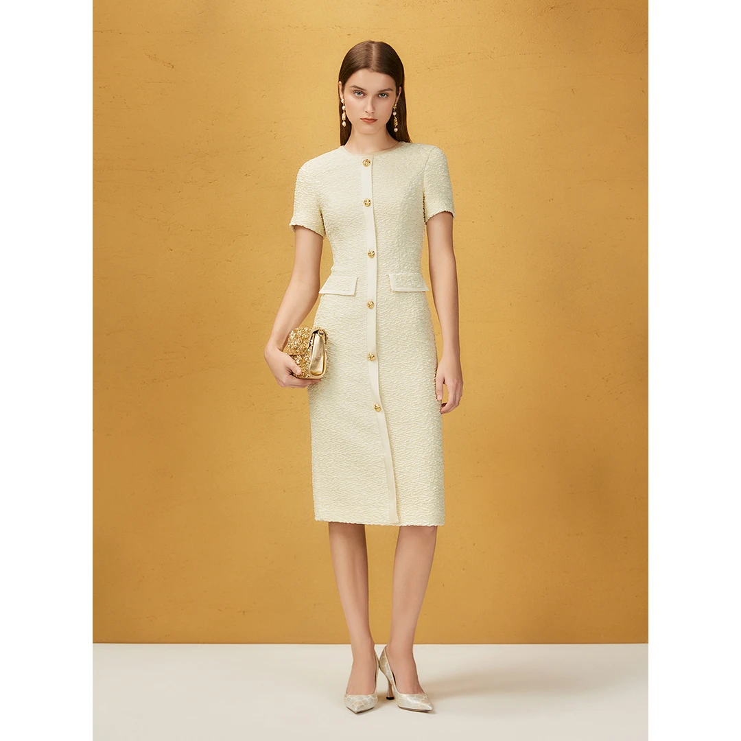 Song of Song歌中歌蕾丝小香风气质针织复古连衣裙5C34305320