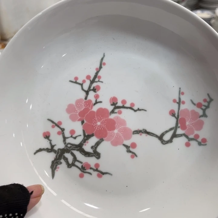 陶瓷醴陵群力釉下五彩20厘米深盘