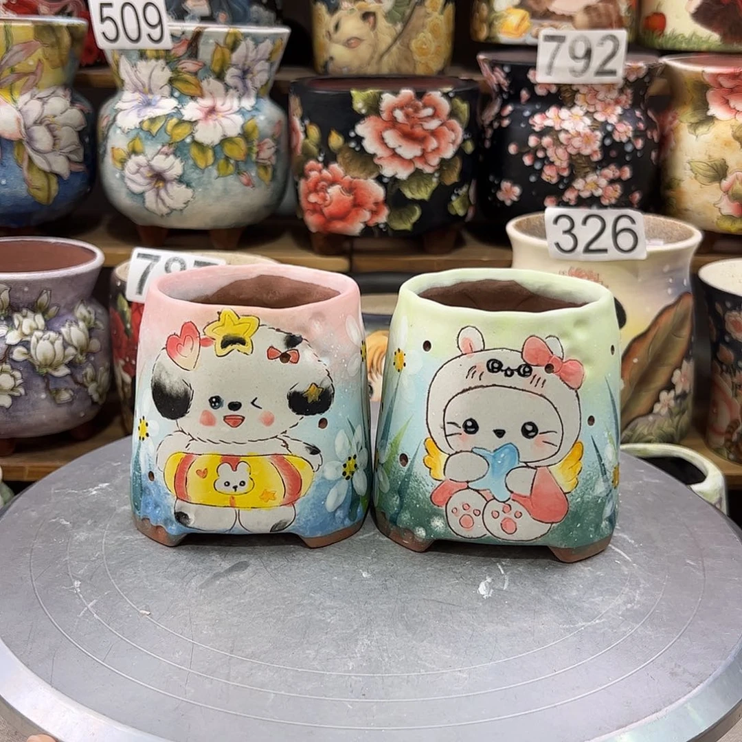 景德镇炫彩手绘口7.5高9.5