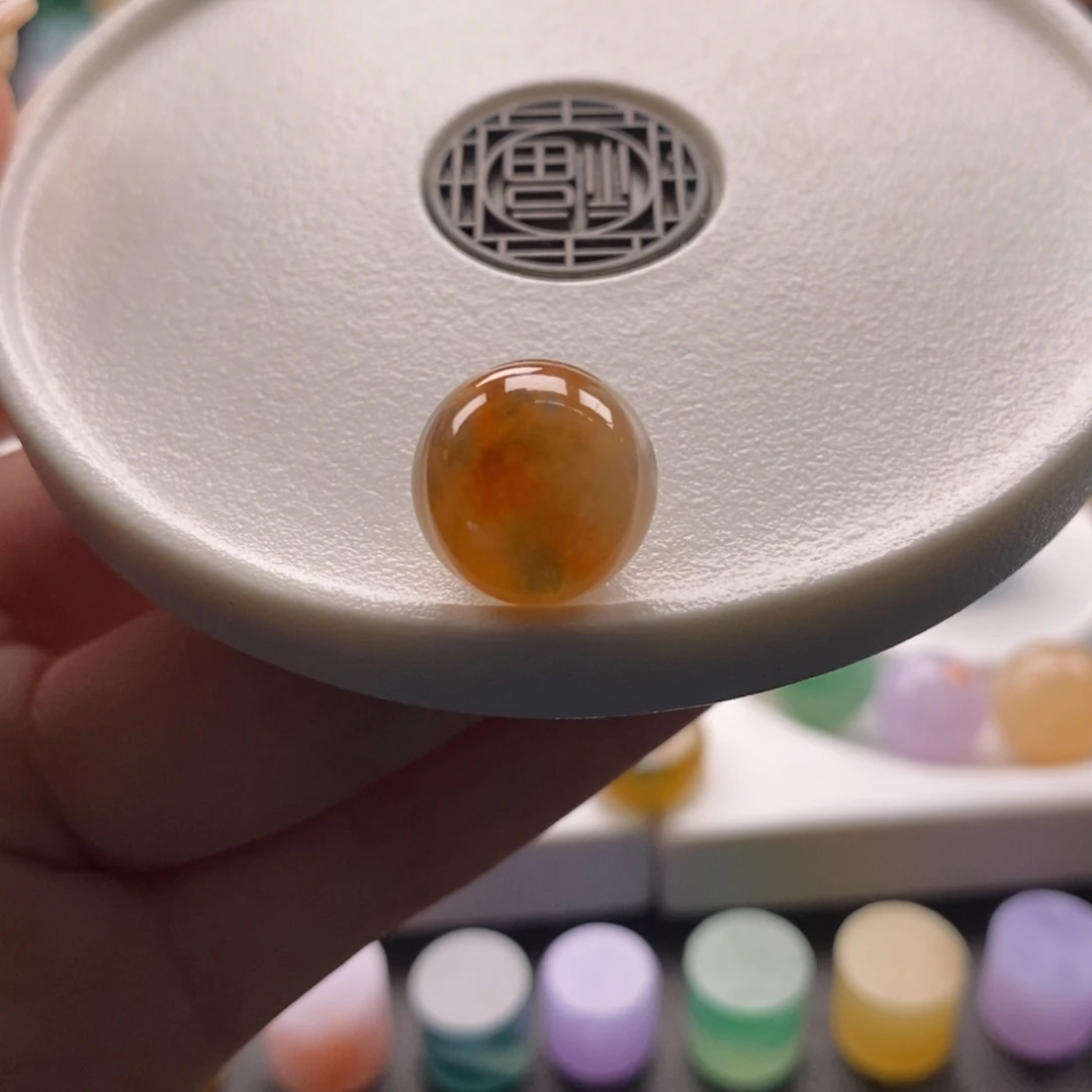 颈饰未镶嵌翡翠橘色飘花特色圆珠卡13