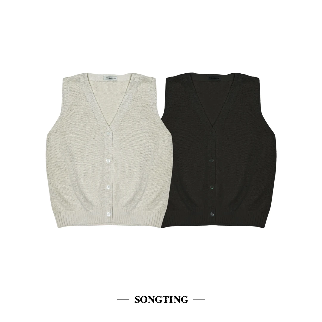 SONG TING|进口和纸V领无袖开衫