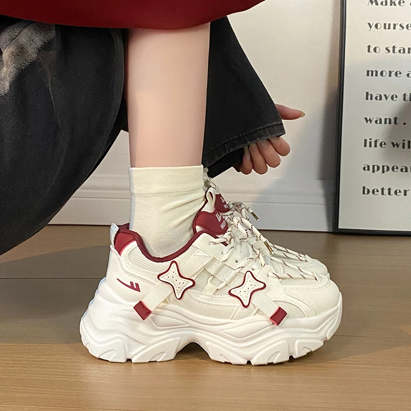 回力网面女士休闲鞋厚底老爹鞋ins潮流2025春季爆款透气百搭学生