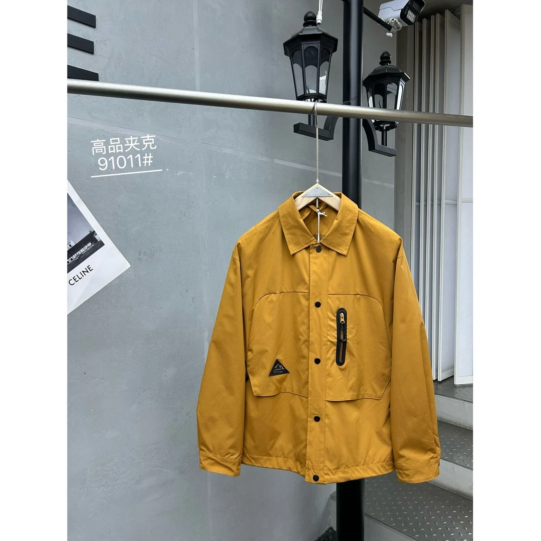 “AW”2025黄色秋季--纯色翻领设计感外套男女同款夹克Z-91011