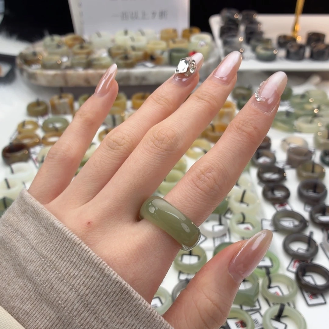 和田玉（糖玉）未镶嵌戒指z40晴水方圆18.2