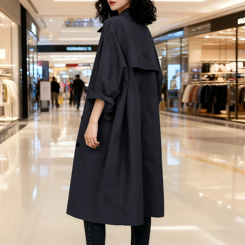 高级感气质时尚中长风衣女2026早秋新款英伦风立领休闲大版型外套