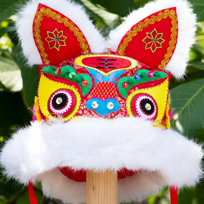 中国风手工虎头婴儿龙帽宝宝鱼虎帽儿童老虎帽满月冬季生日棉帽子