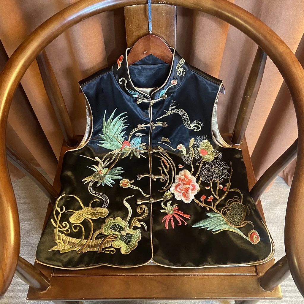 【舟鹤】新中式高档提花洋气复古百搭刺绣无袖中国风时尚休闲马夹