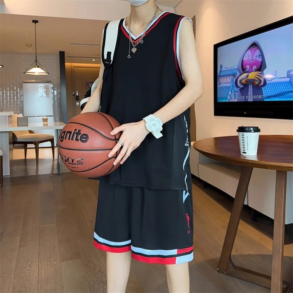 篮球服运动套装男大码冰丝学生无袖背心短裤比赛跑步速干球衣队服