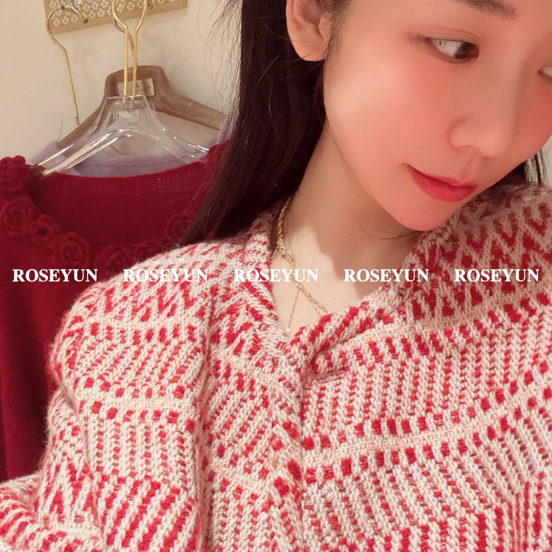 【Rose Yun】一枕日红  绵羊毛香风编织鸭绒服2412073