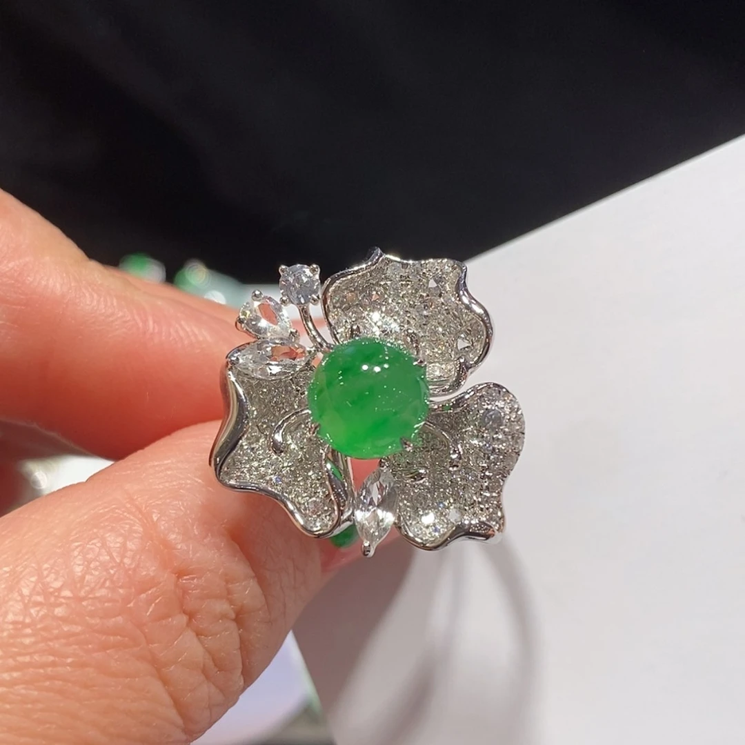 【闪购商品】翡翠戒指18K金镶嵌戒指