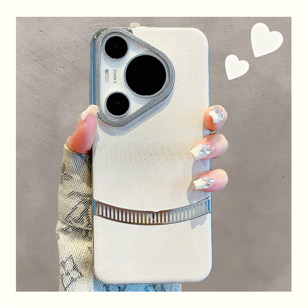 适用华为pura70pro+手机壳牛仔纹皮质拼接pura80pro高级感女奢华