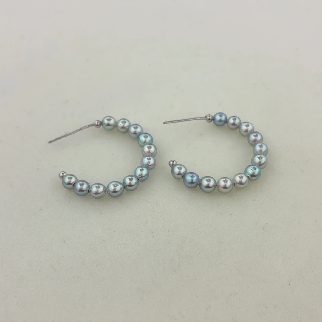 海水珍珠耳饰银S925镶嵌