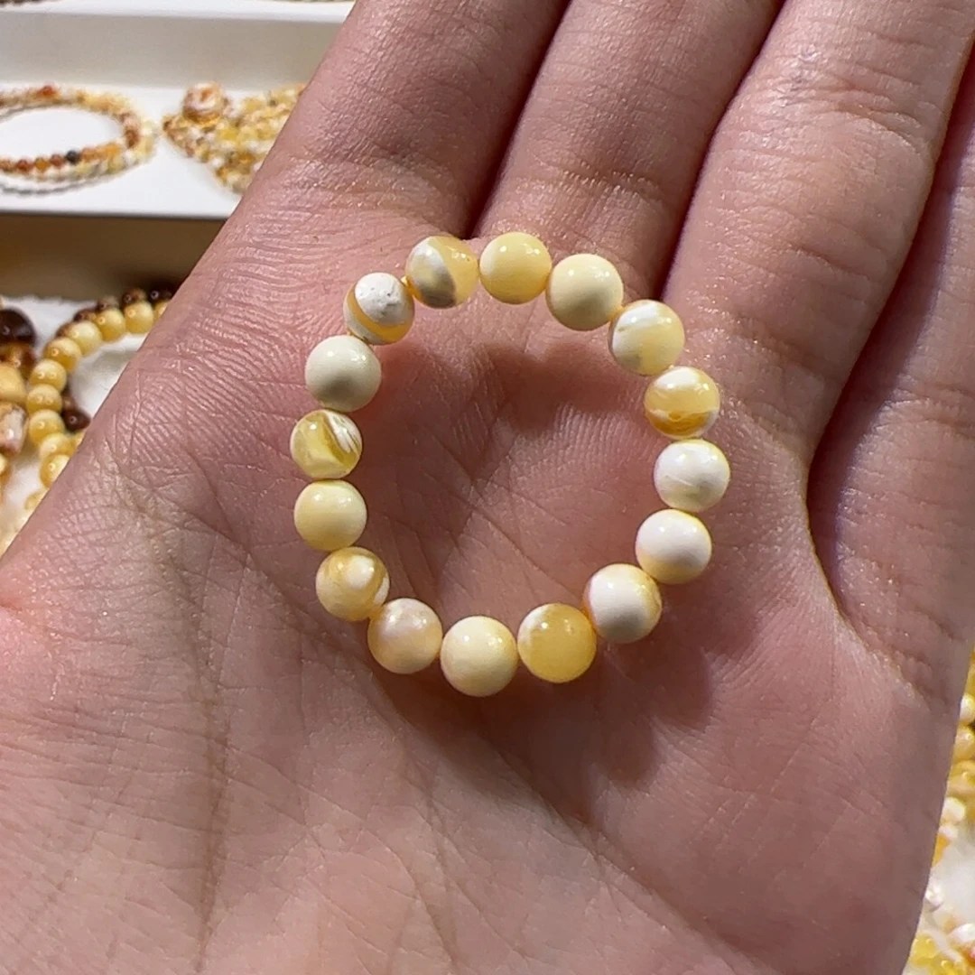 琥珀未镶嵌珠宝奇石金瓷白跑环戒圈